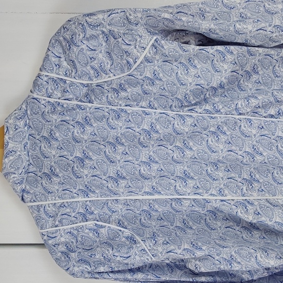 Platini- Mens Roper Western Shirt Blue & White Paisley Snap Button Down Sz.XL - Picture 7 of 11